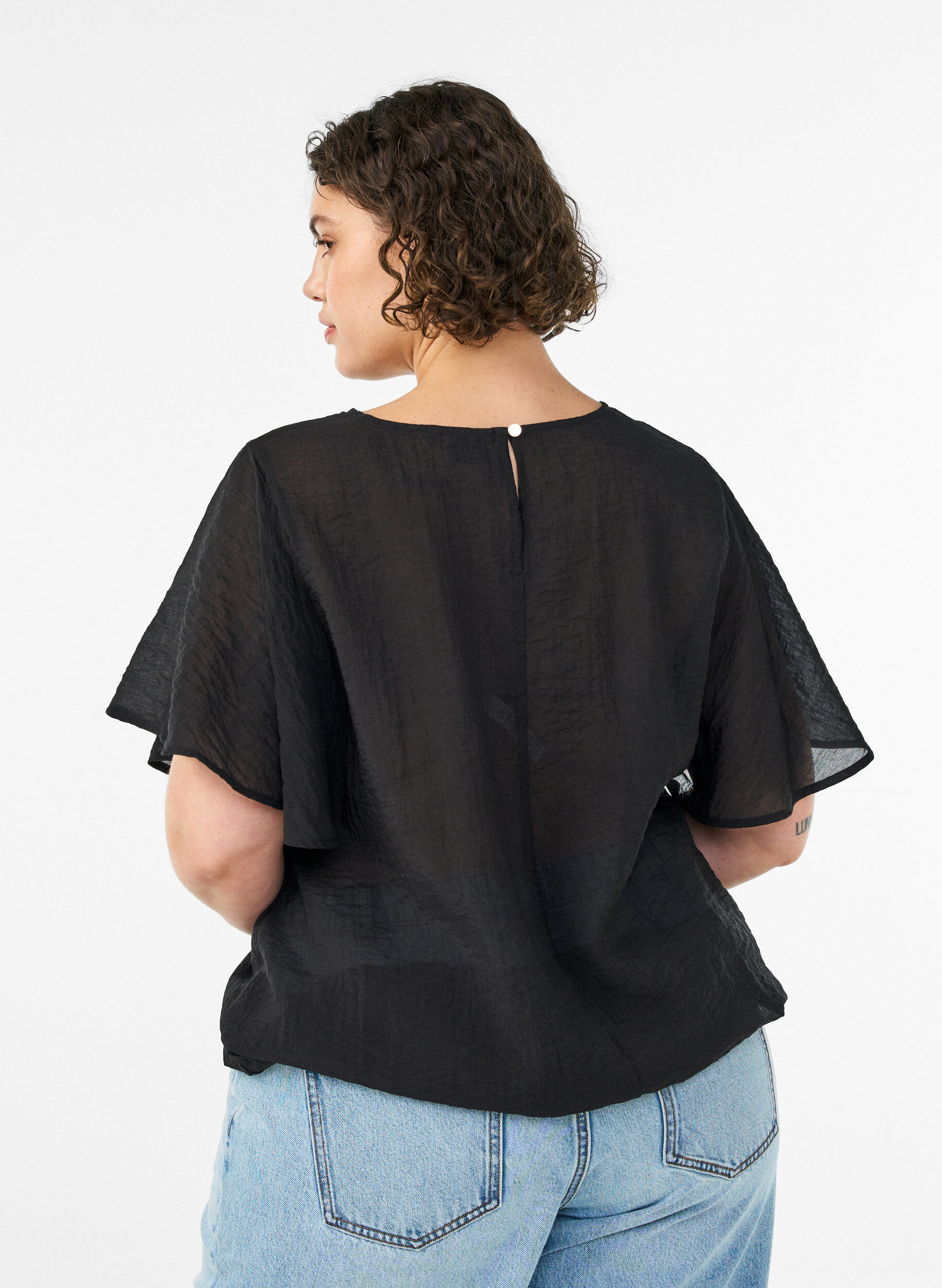 ZizziBlouse coupe ballon avec manches papillon, Noir, Model image number 2