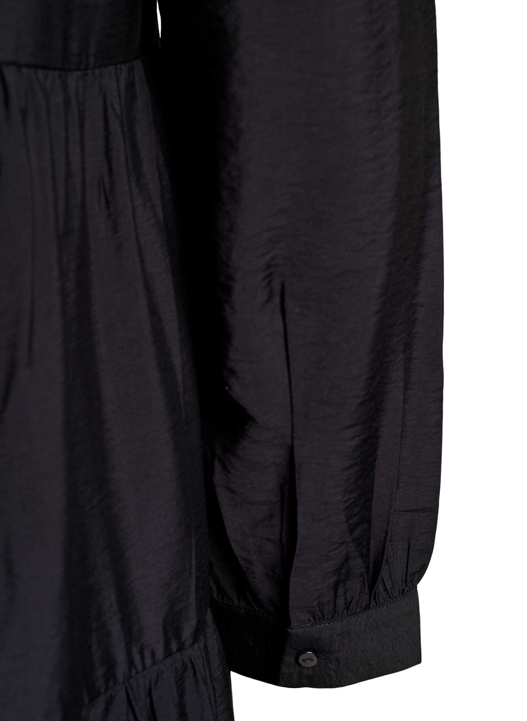 Zizzi Robe midi avec col en V et coupe &eacute;vas&eacute;e, Noir, Packshot image number 3