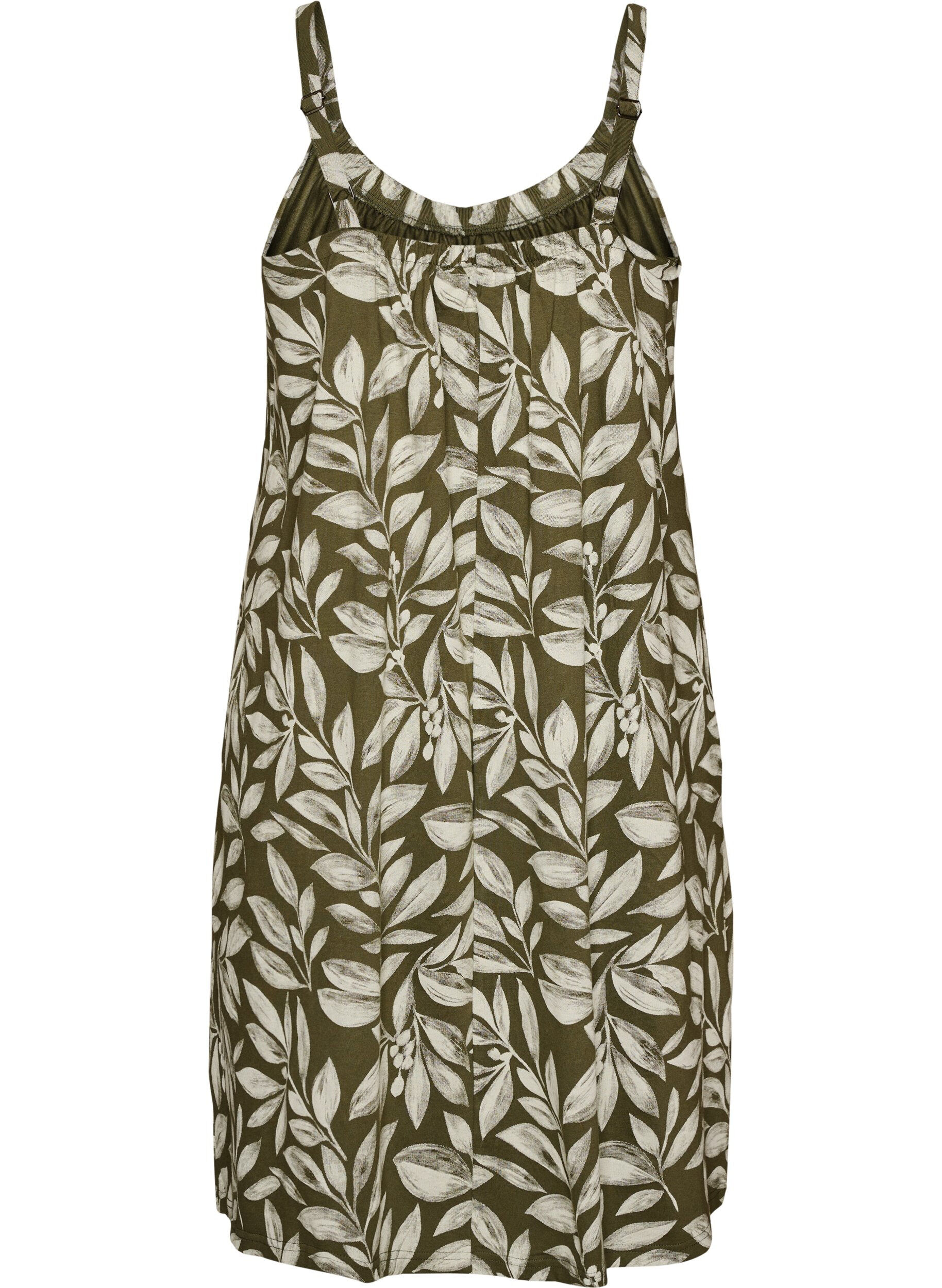 ZizziRobe &agrave; bretelles midi en coton bio, Vert clair, Packshot image number 1