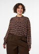 Blouse avec imprim&eacute; int&eacute;gral et patte de boutonnage courte, Marron, Model image number 0