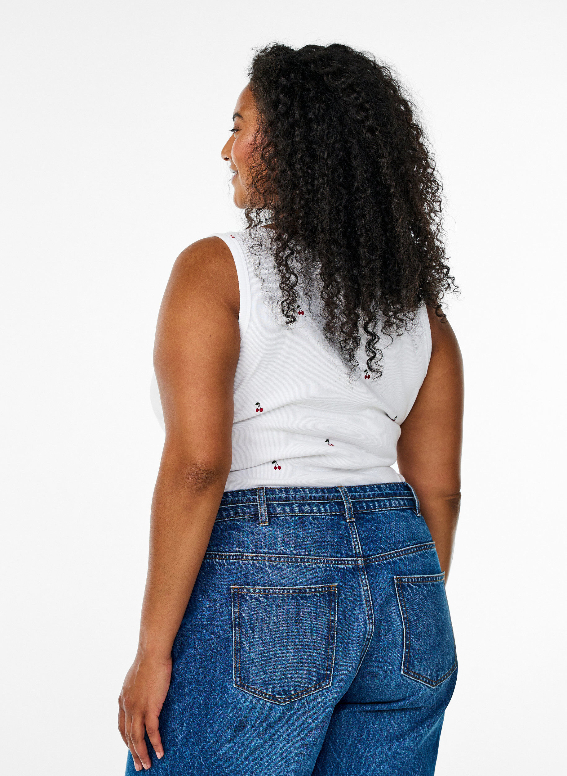 Zizzi Haut ajust&eacute; avec motif, Blanc, Model image number 2