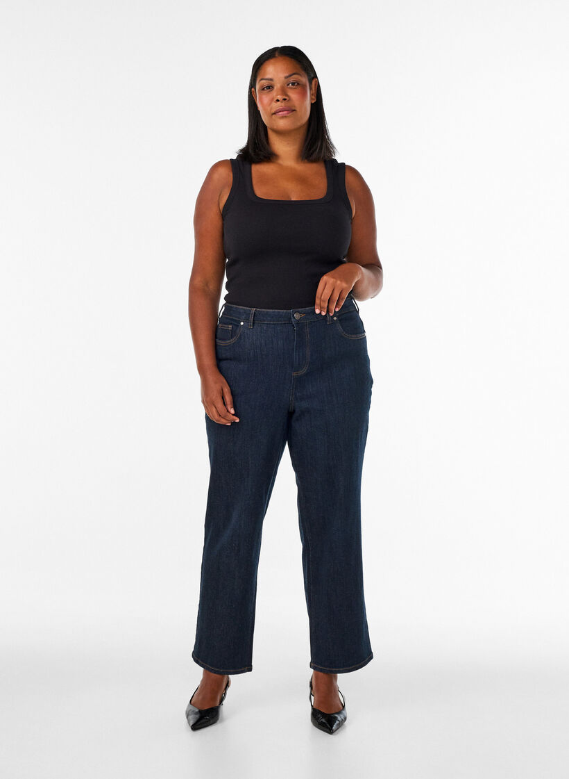 Rib top with square neckline, Black, Model image number 1