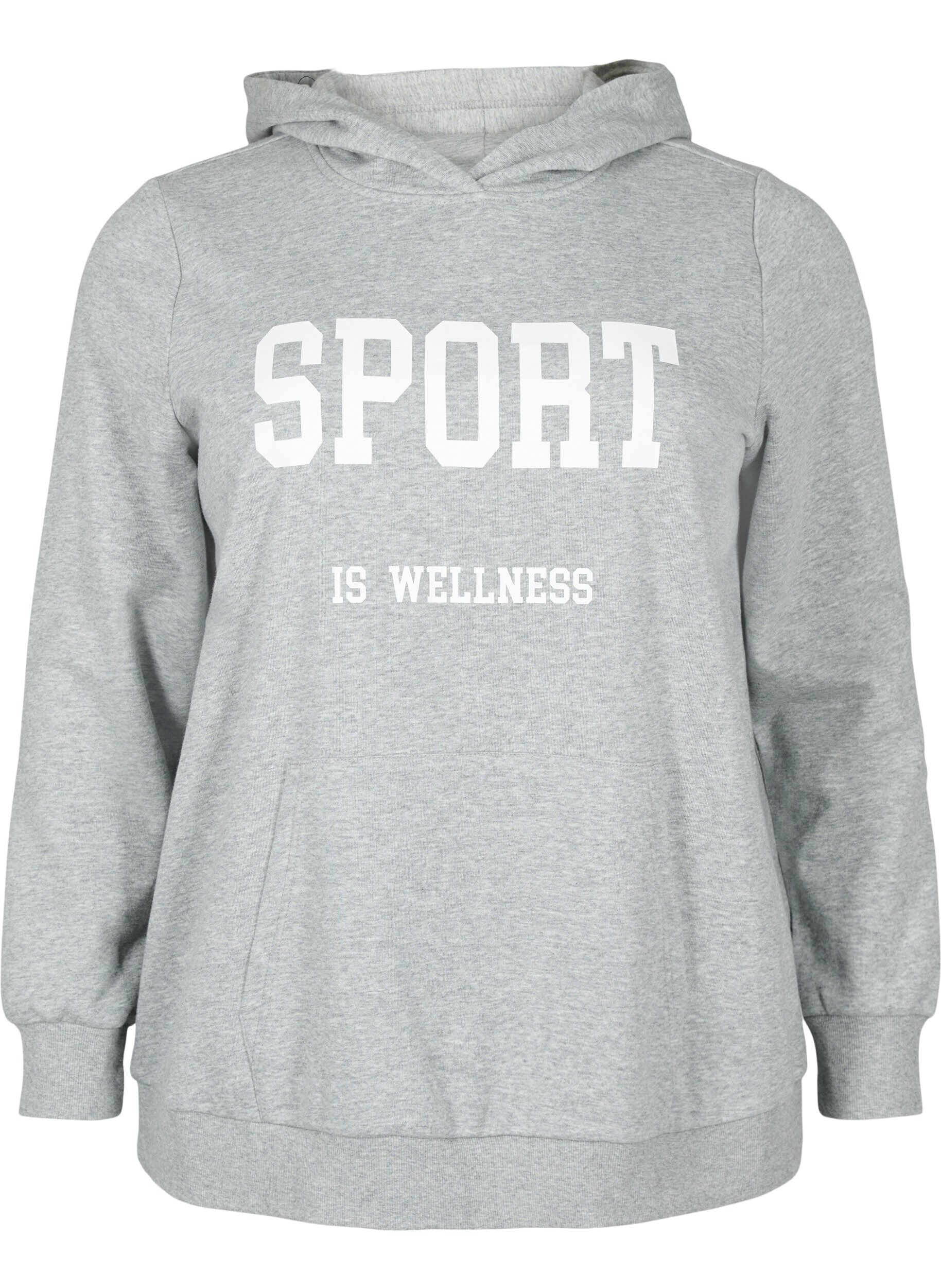 Zizzi Sweat &agrave; capuche, Light Grey Melange, Packshot image number 0