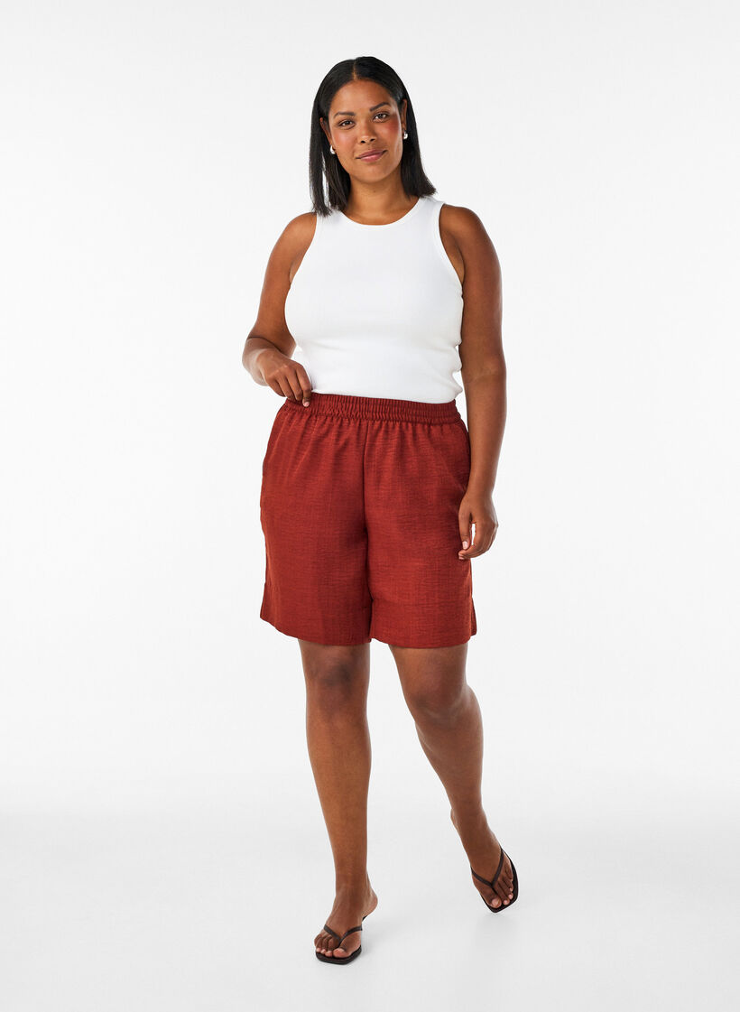 Short avec poches et taille haute, Bordeaux, Model image number 1