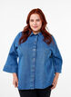 Chemise en denim avec strass et manches 3/4, Bl. Denim Rhinestone, Model image number 0