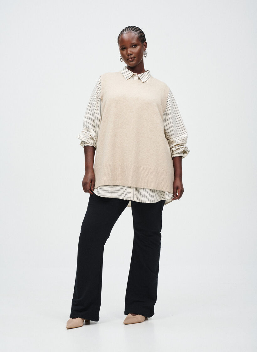 Pantalon &eacute;vas&eacute; en jersey, Noir, Image image number 0