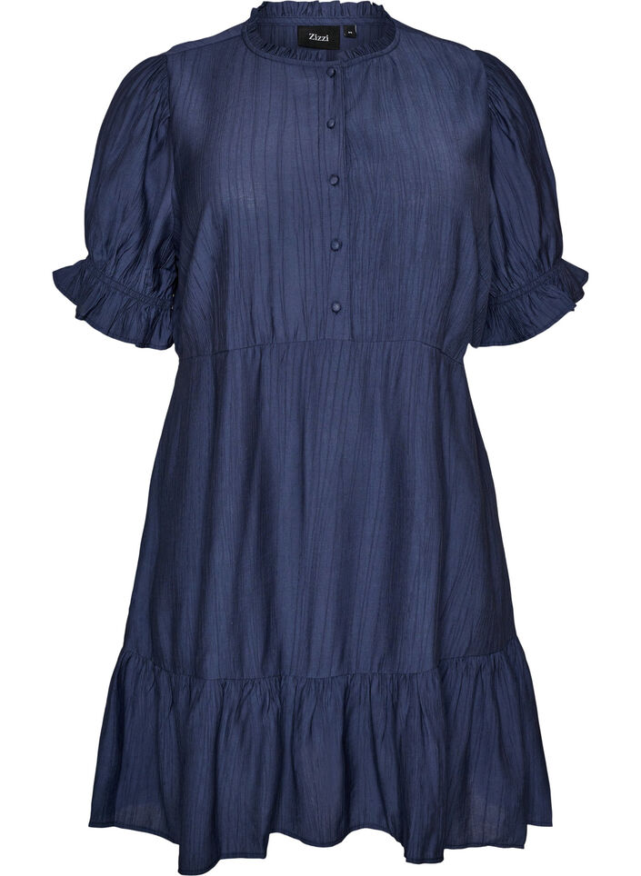 Robe courte en viscose avec volants, Bleu, Packshot image number 0