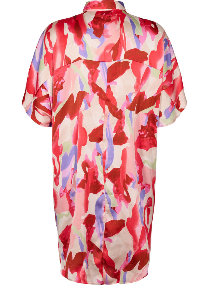 Chemise longue en satin avec imprimé, Geranium Graphic AOP, Packshot image number 1