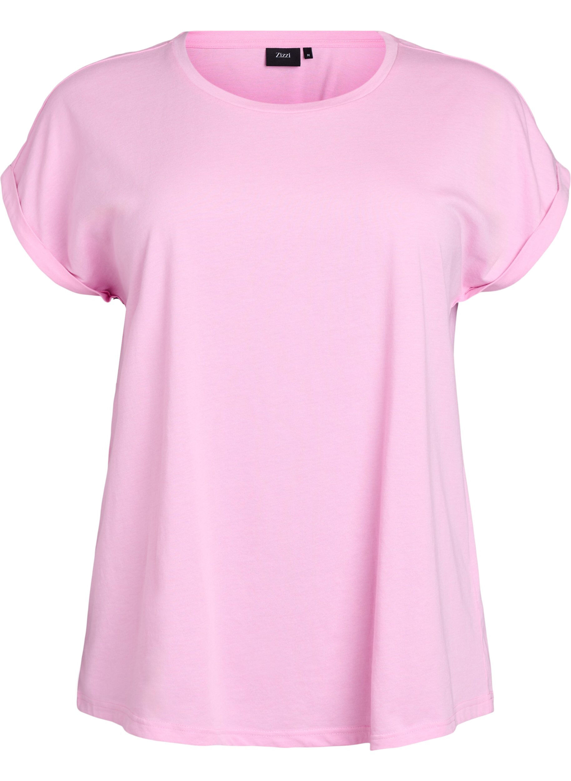 Zizzi T-shirt &agrave; manches courtes en coton m&eacute;lang&eacute;, Rose, Packshot image number 0