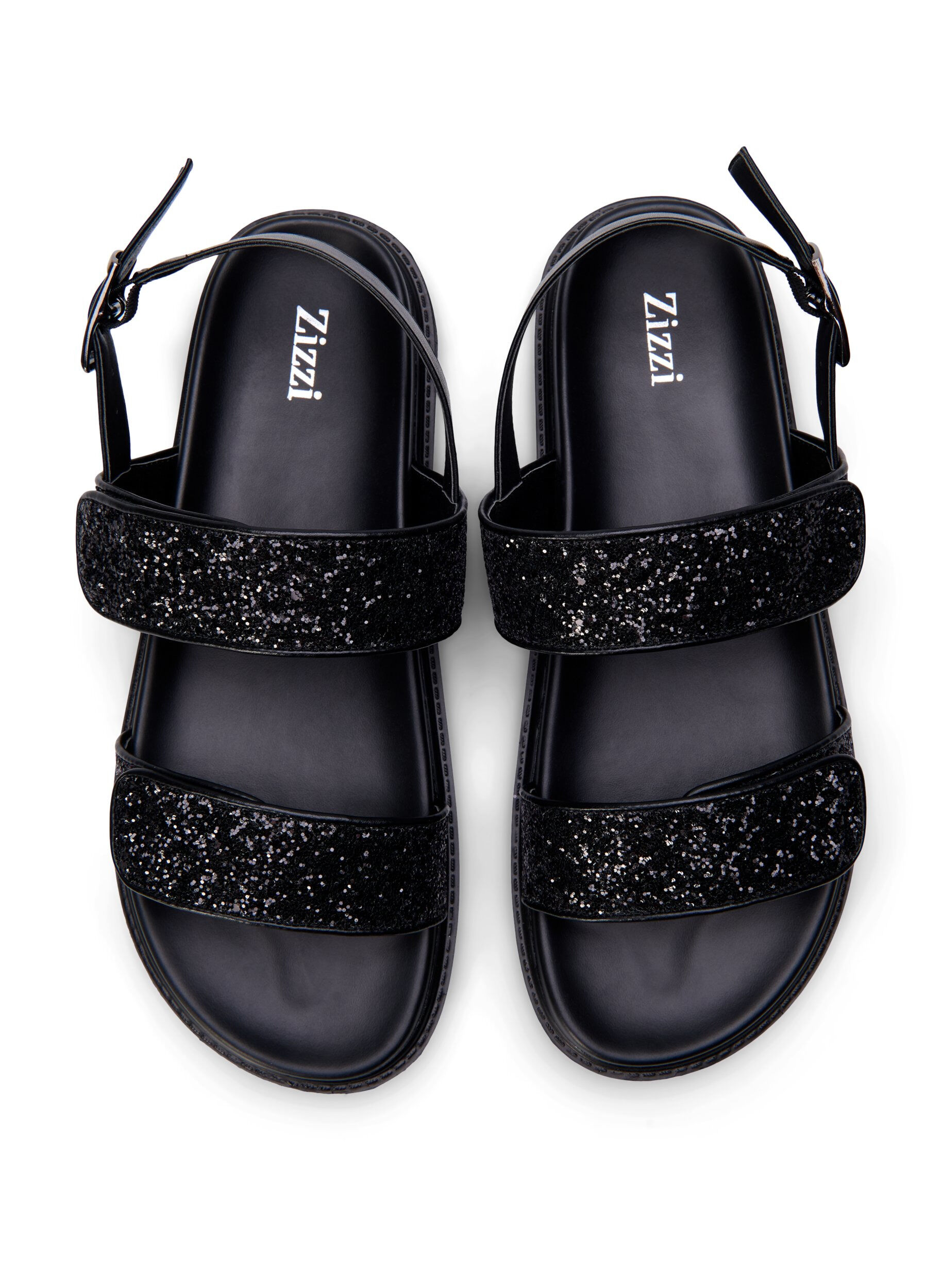 Zizzi Large - Sandale paillet&eacute;e avec fermeture velcro, Noir, Packshot image number 2