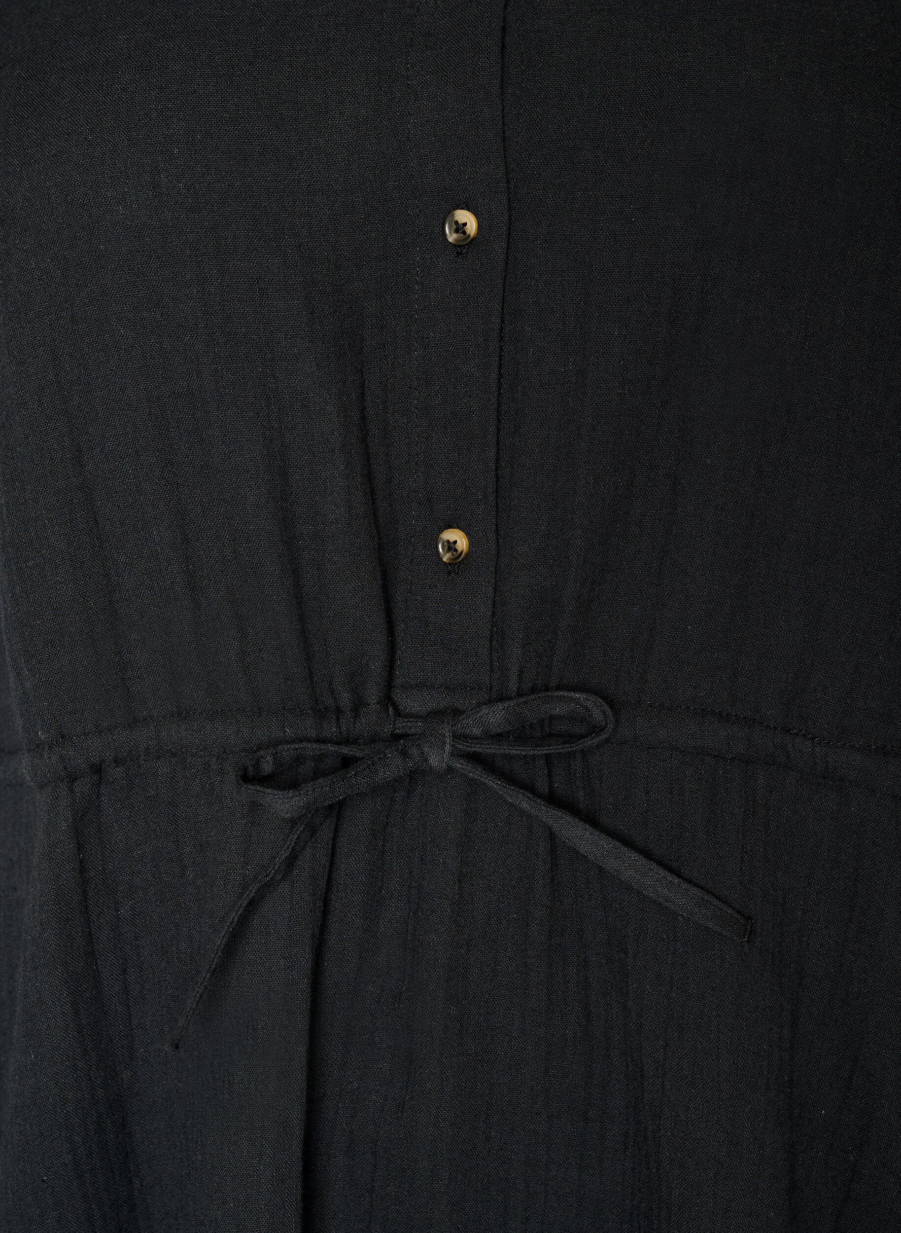 Zizzi Robe sans manches en mousseline de coton avec lien &agrave; nouer, Noir, Packshot image number 2