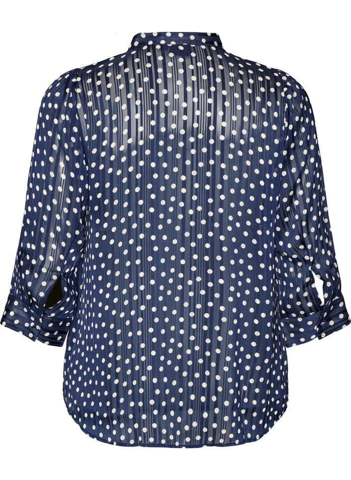 Chemise &agrave; motifs avec col montant et manches 3/4, Bleu, Packshot image number 1