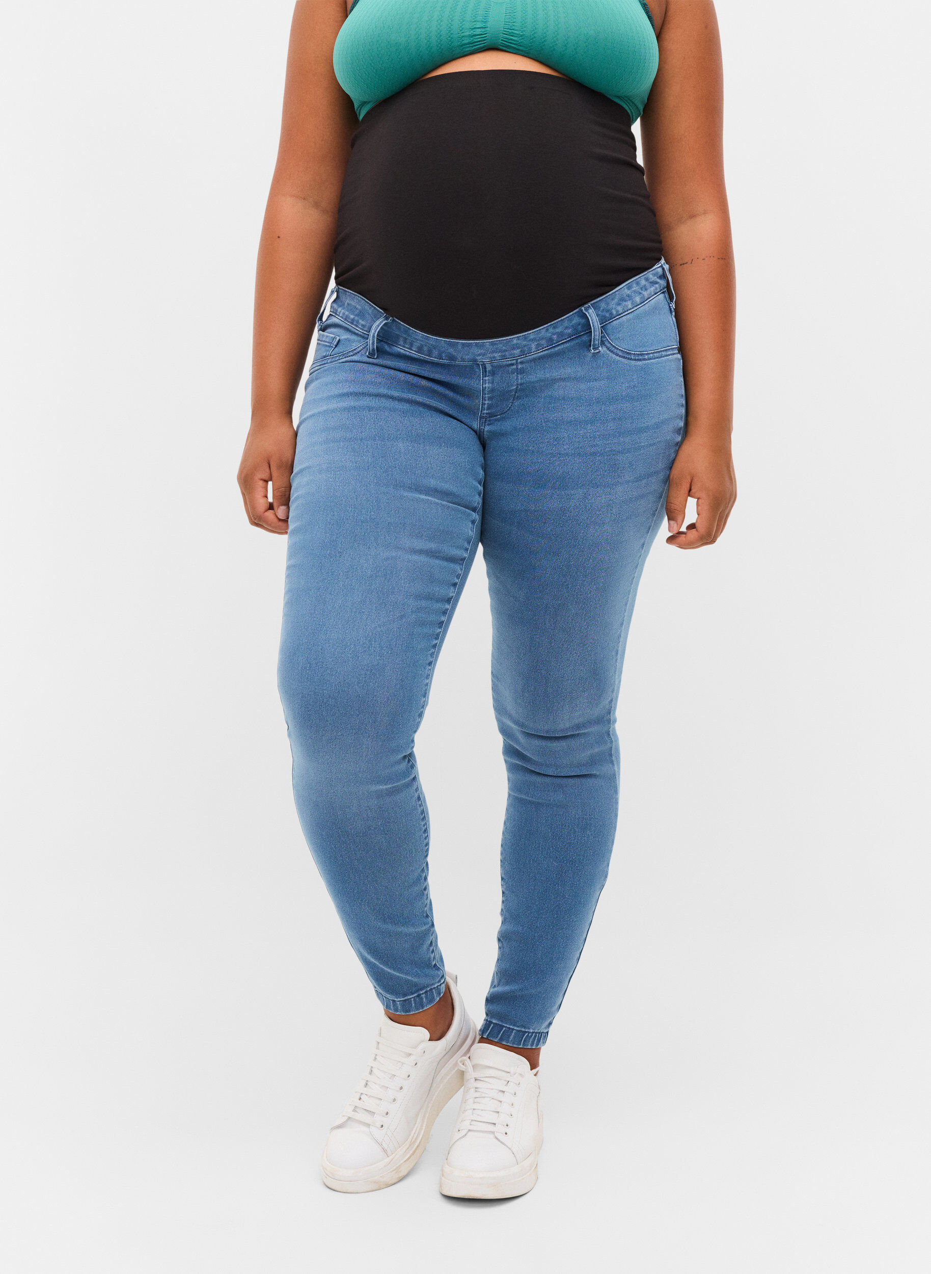 Zizzi Jegging de grossesse en coton m&eacute;lang&eacute;, Light blue denim, Model image number 2