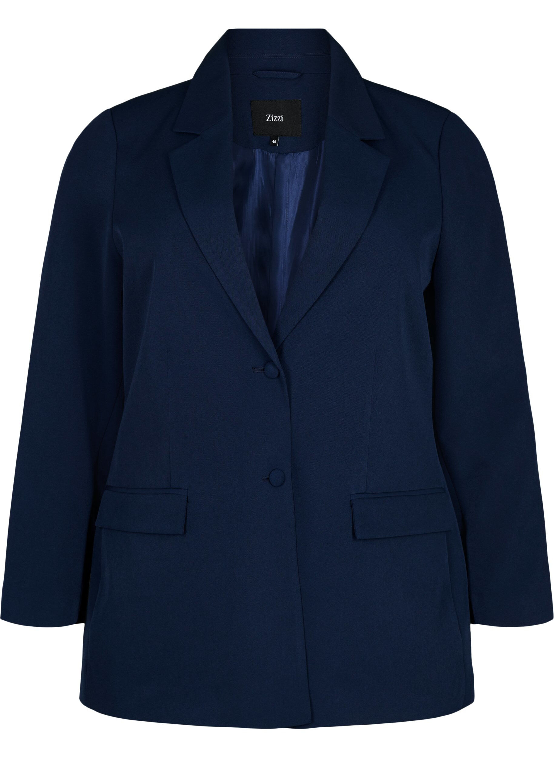 Zizzi Blazer classique avec fermeture &agrave; boutons, Navy Blazer, Packshot image number 0