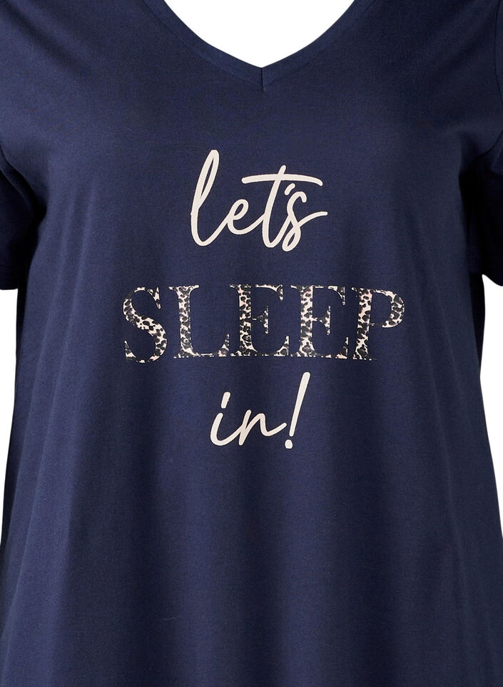 Chemise de nuit en coton biologique et &agrave; col en V, Bleu, Packshot image number 2