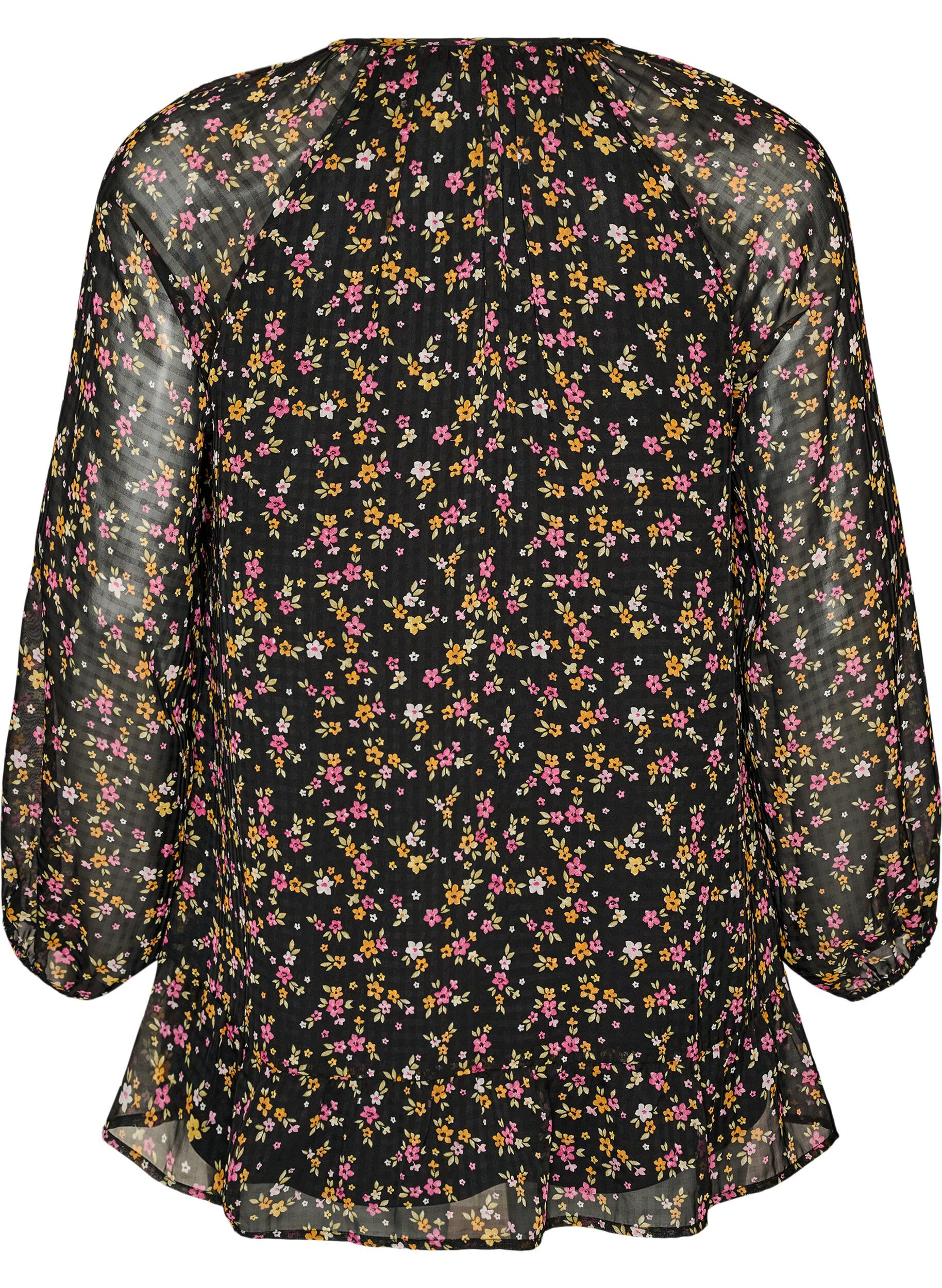ZizziTunique imprim&eacute;e florale en coupe A, Noir, Packshot image number 1