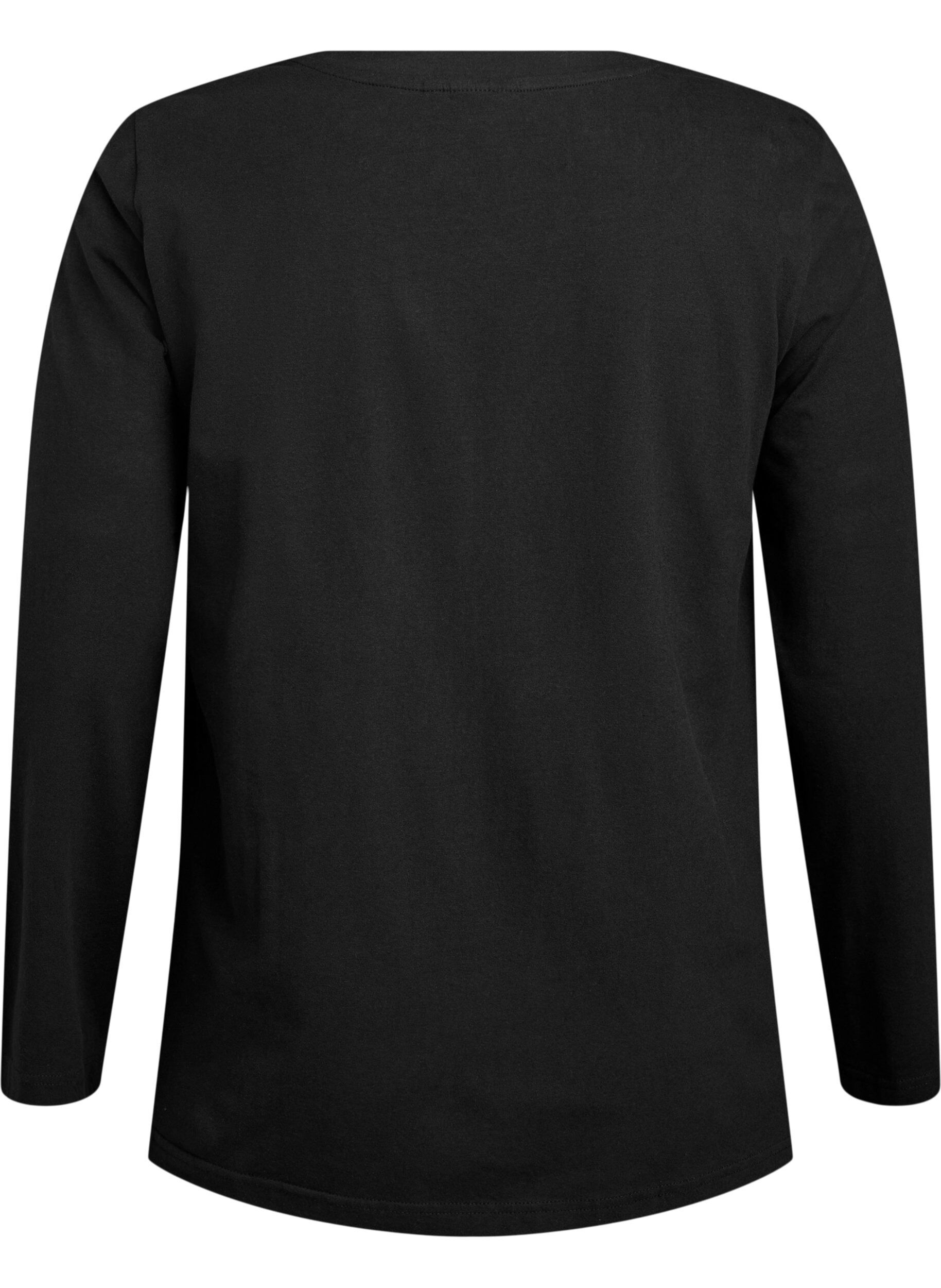 ZizziBlouse basique en jersey &agrave; manches longues, Noir, Packshot image number 1