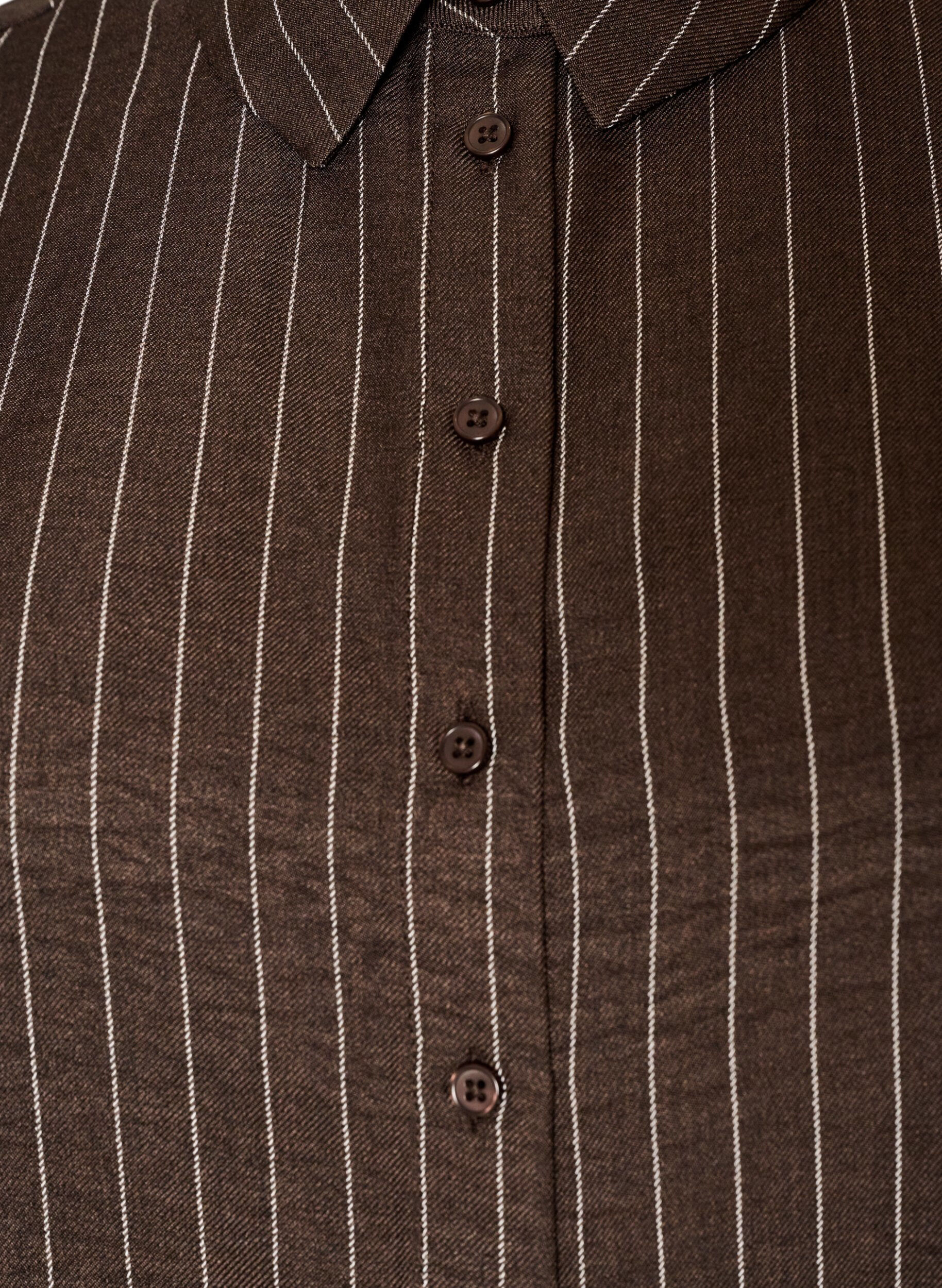 ZizziChemise &agrave; fines rayures avec finitions en dentelle, Marron, Packshot image number 2