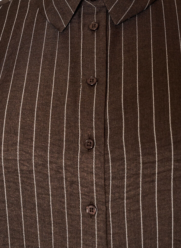 Chemise &agrave; fines rayures avec finitions en dentelle, Marron, Packshot image number 2
