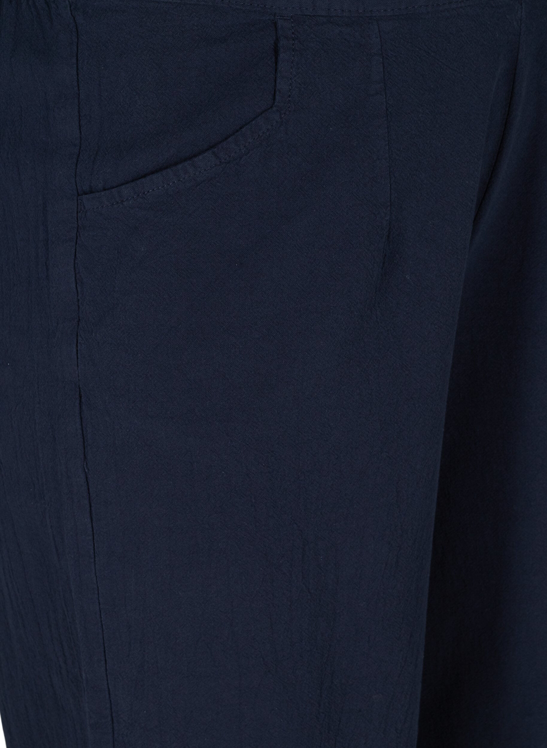 Zizzi Pantacourt ample en coton, Night Sky, Packshot image number 2