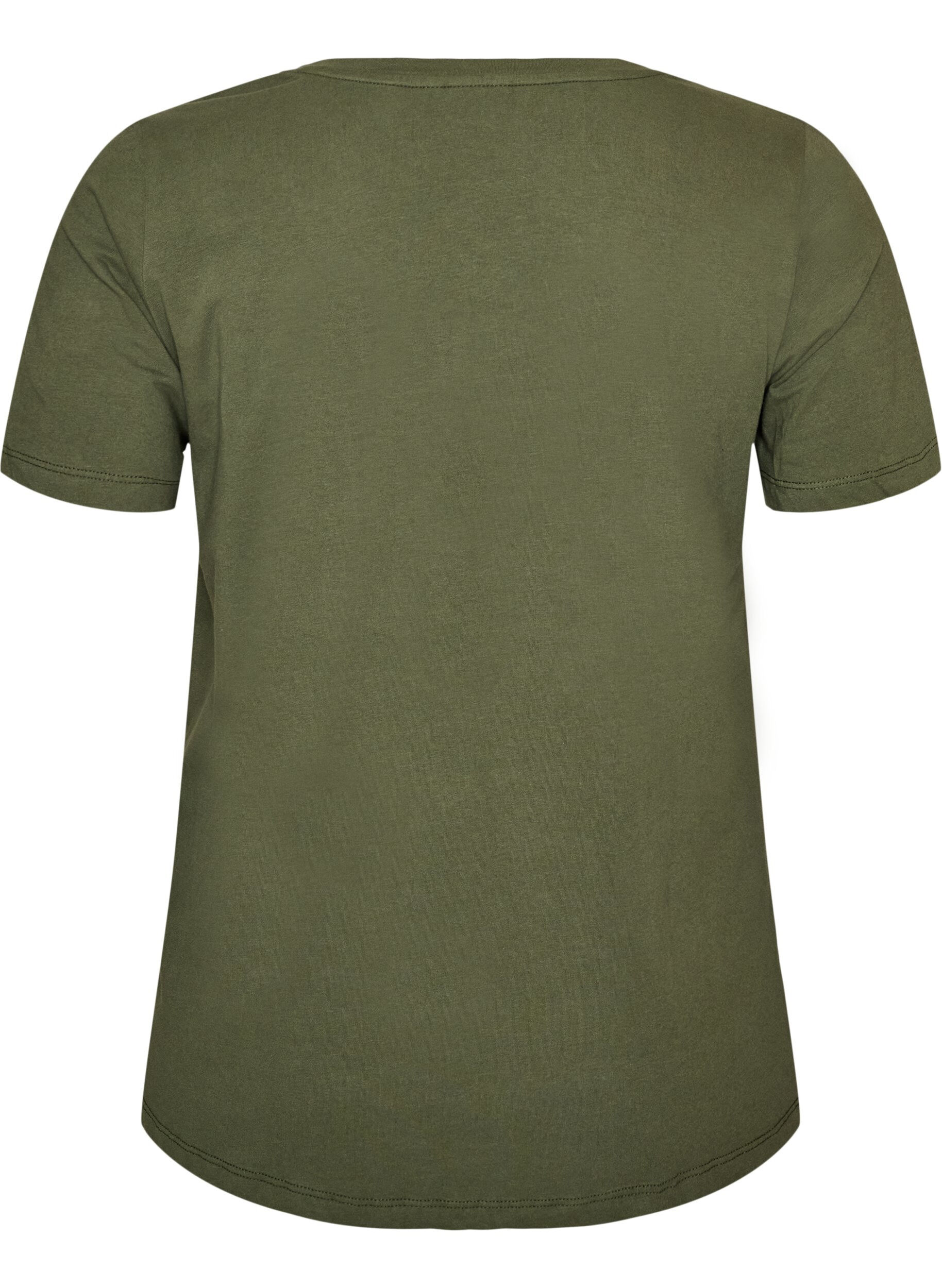ZizziT-shirt Basic uni en coton, Vert, Packshot image number 1