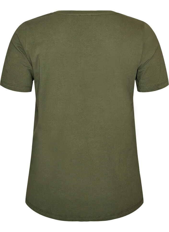 T-shirt Basic uni en coton, Vert, Packshot image number 1