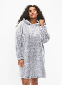 Chemise de nuit douce avec capuche, Grey Melange, Model
