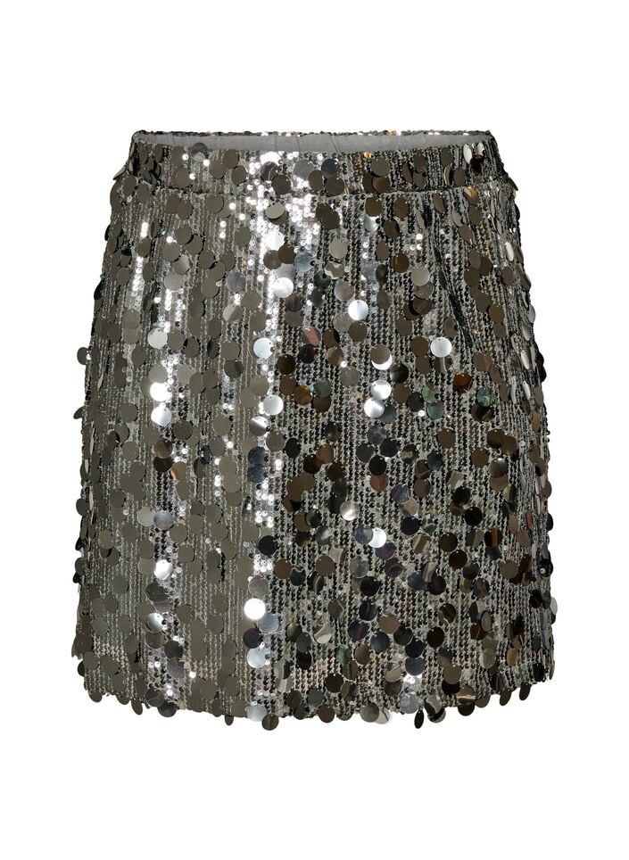 Jupe courte &agrave; sequins avec une ceinture &eacute;lastique, Gris anthracite, Packshot