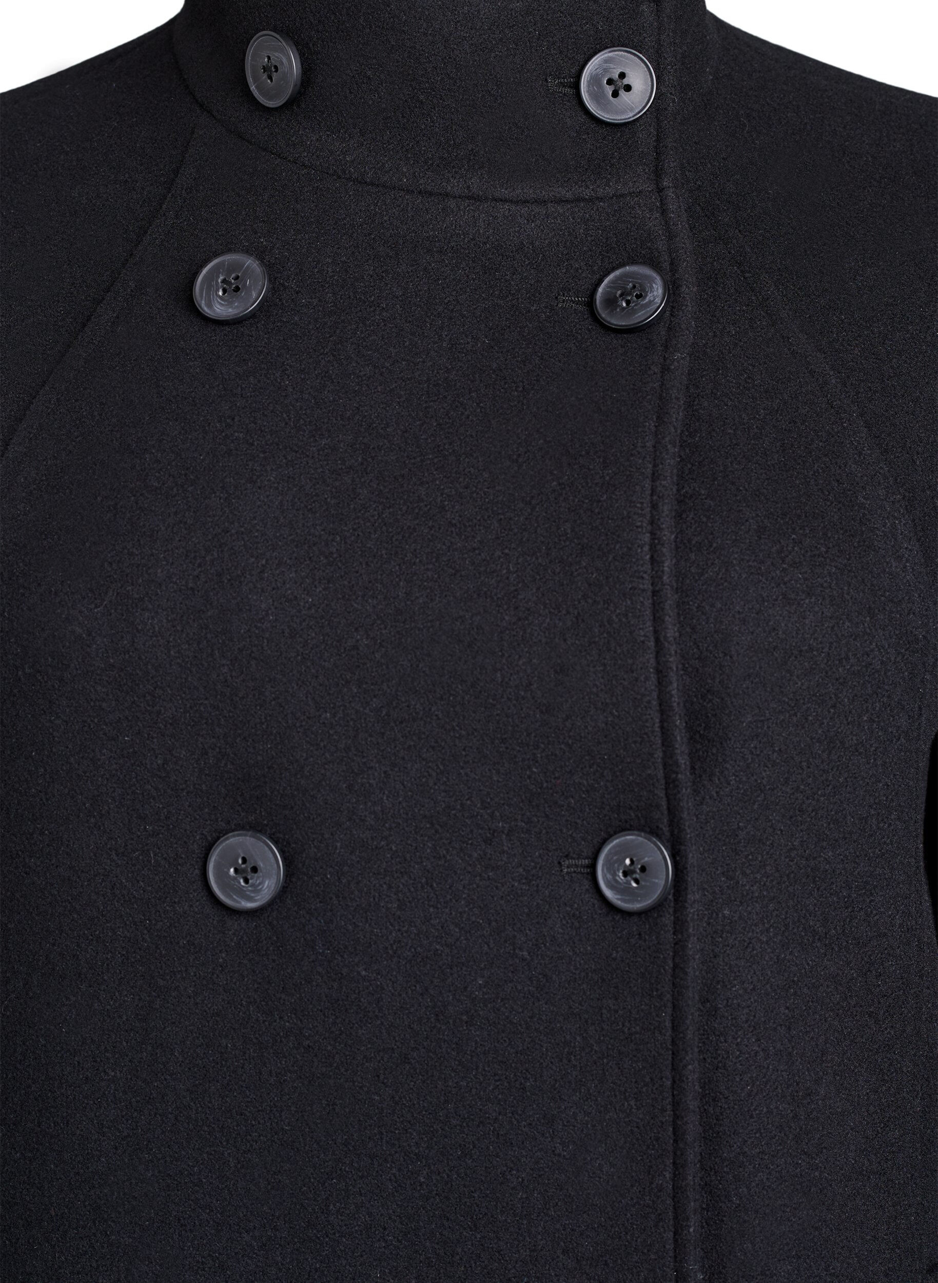 Zizzi Manteau court &agrave; la coupe &eacute;vas&eacute;e, Noir, Packshot image number 2