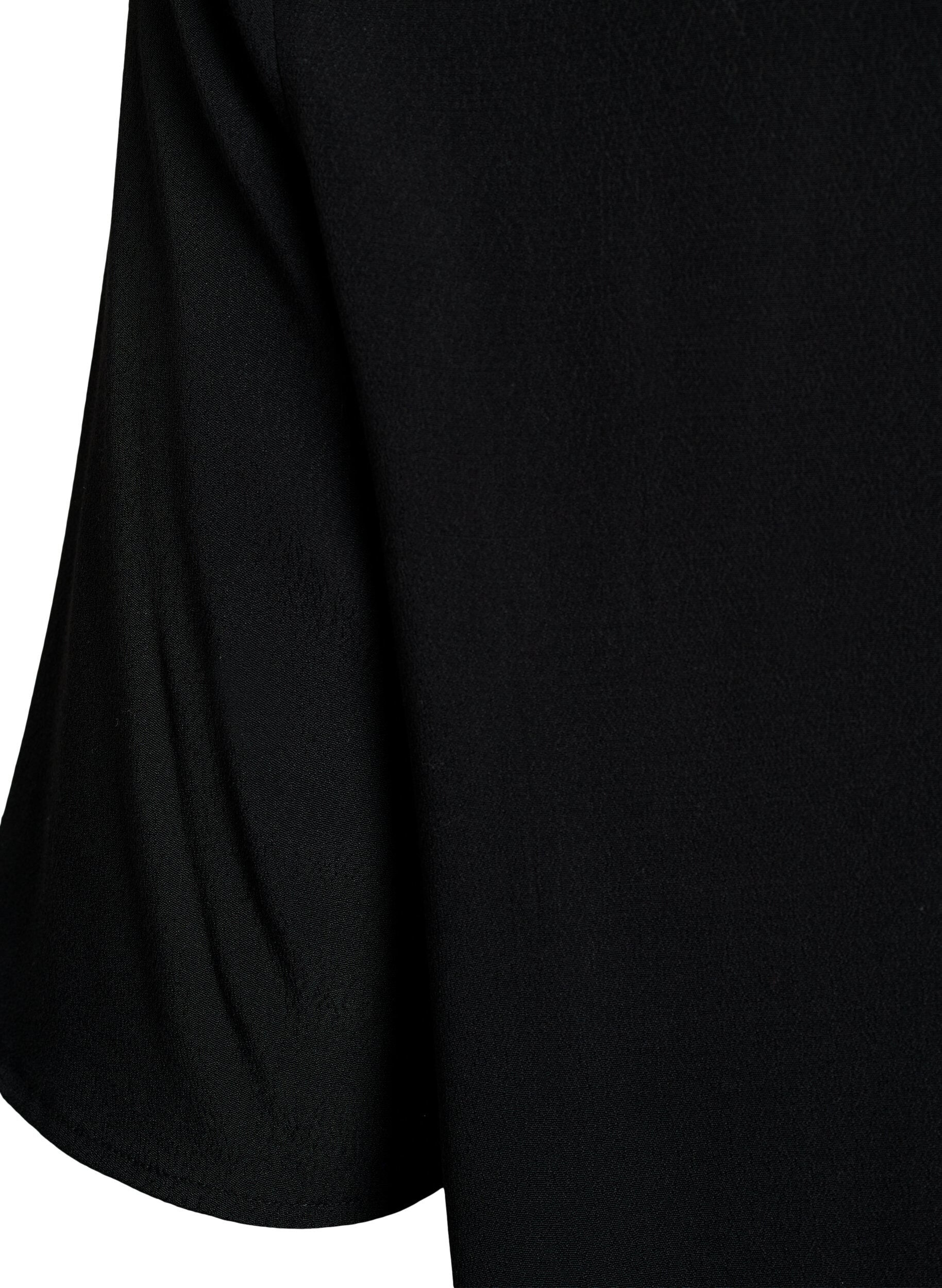 Zizzi Blouse &agrave; manches courtes en viscose imprim&eacute;e, Noir, Packshot image number 3