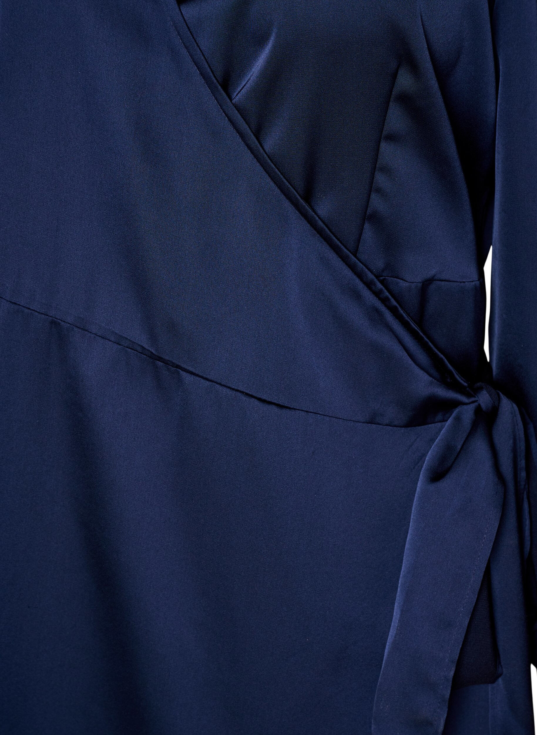 ZizziRobe courte en satin avec coupe portefeuille, Bleu, Packshot image number 2