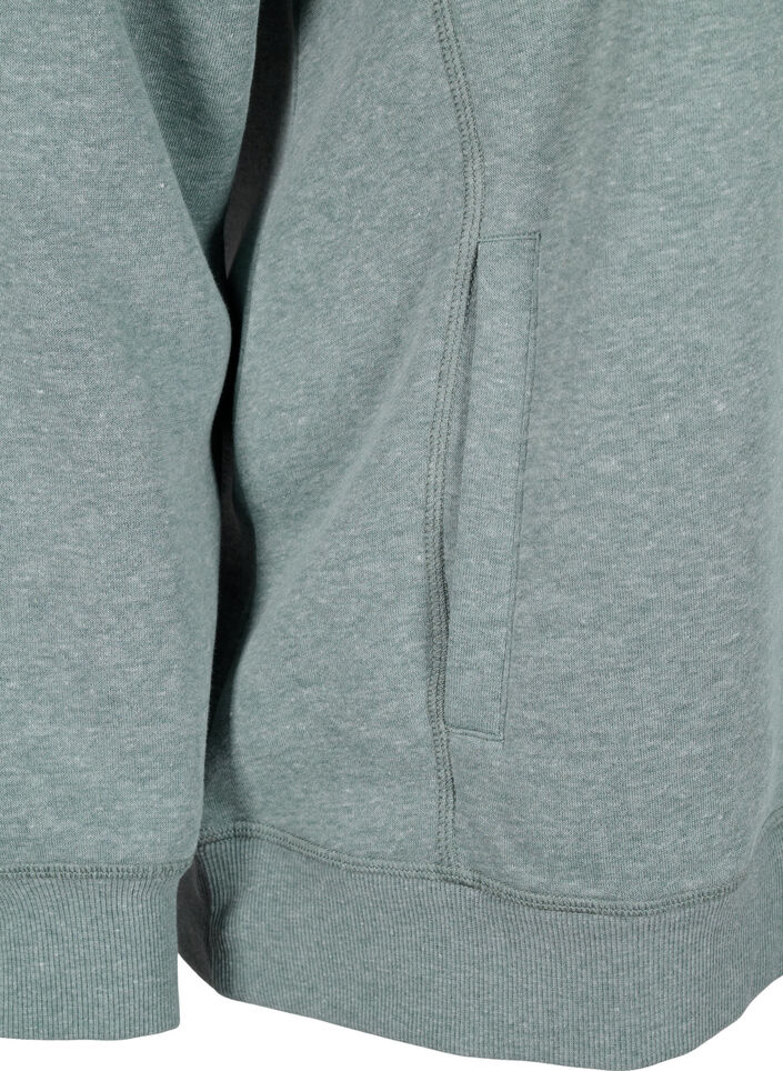 FLASH - Sweat-shirt à col montant, Balsam Green Melange, Packshot image number 3