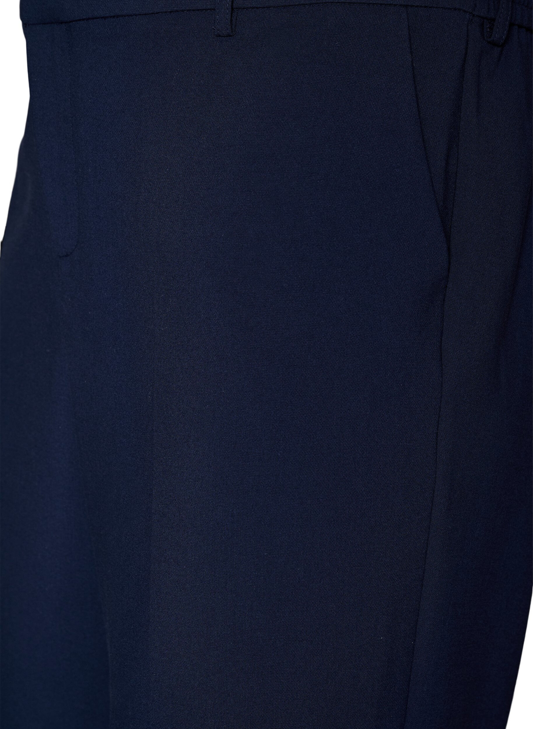 Zizzi Pantalon de tailleur taille haute et coupe droite, Bleu, Packshot image number 2