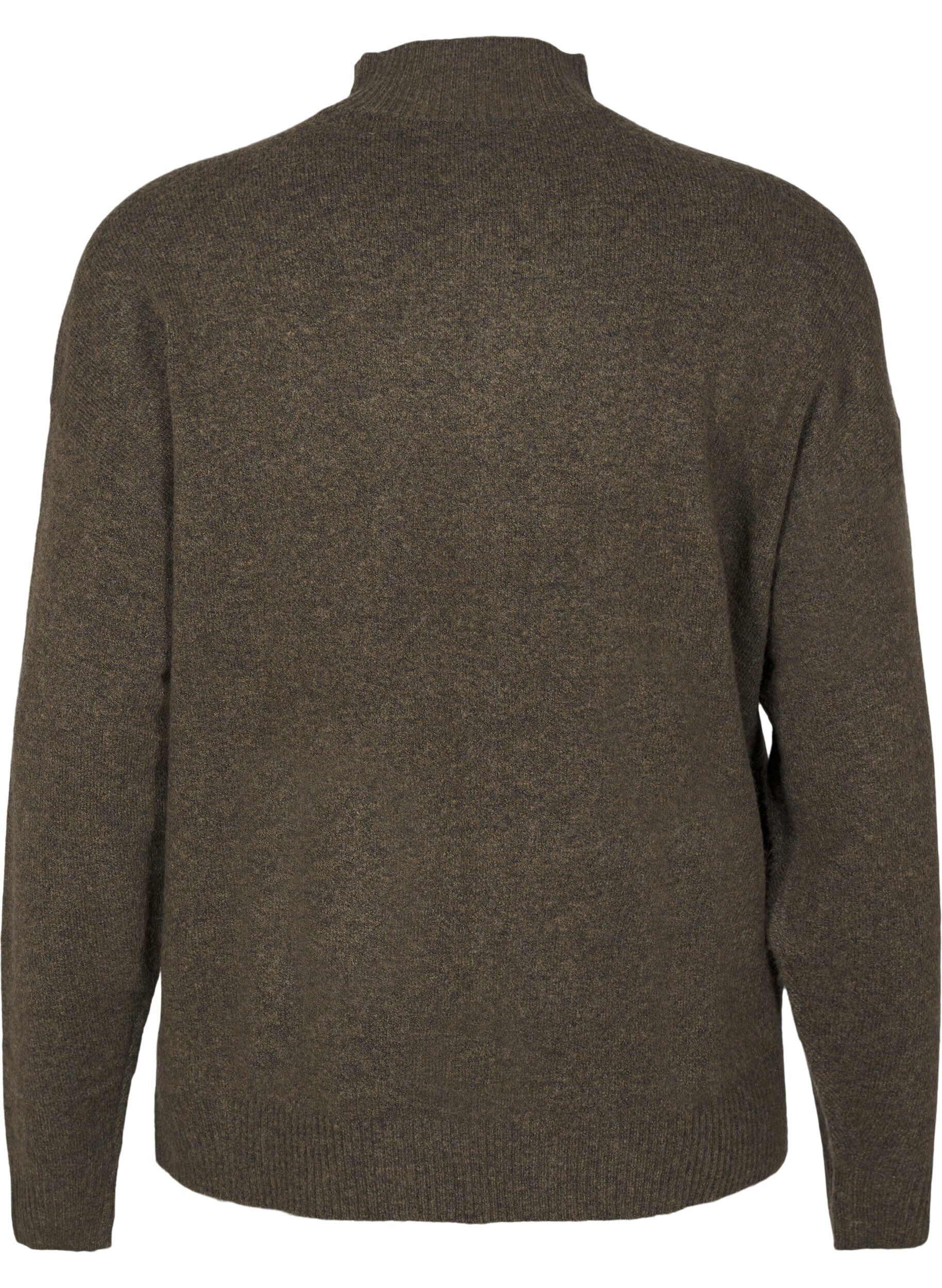 Zizzi Chemisier en laine tricot&eacute;e &agrave; col montant, Sea Turtle Mel., Packshot image number 1