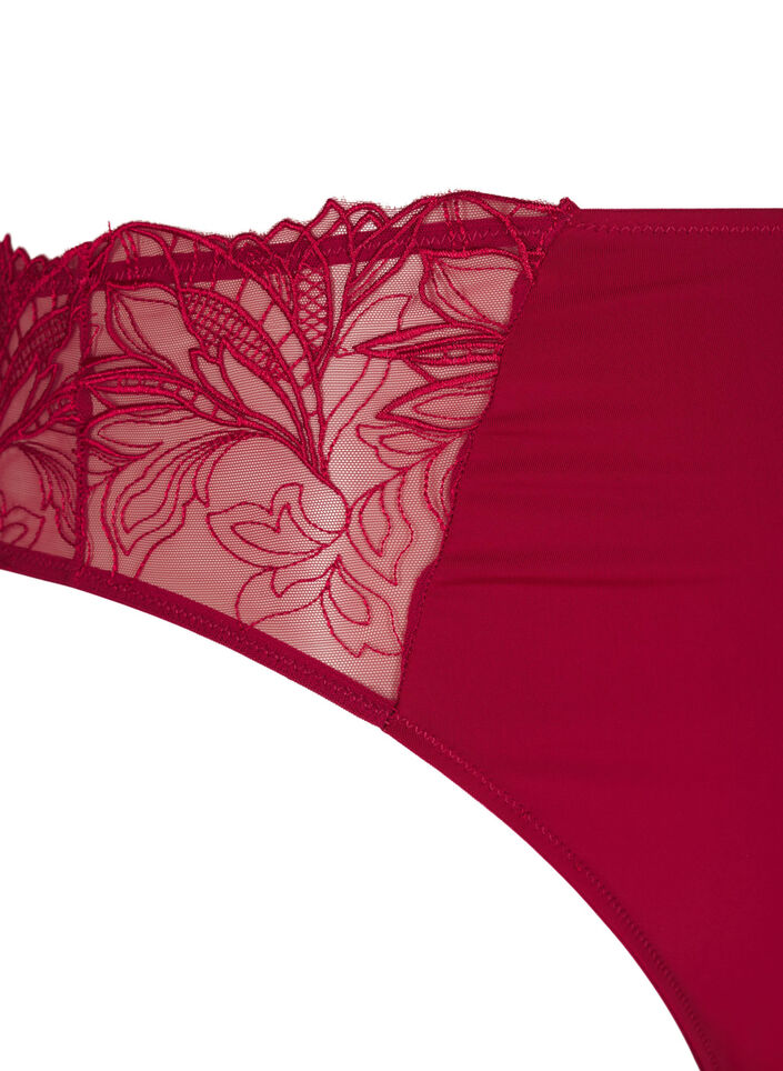String en microfibre avec dentelle, Rouge, Packshot image number 3