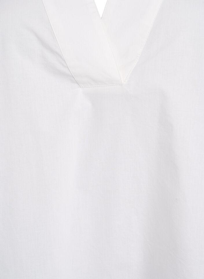 Blouse avec col en V et détails en broderie anglaise, Blanc, Packshot