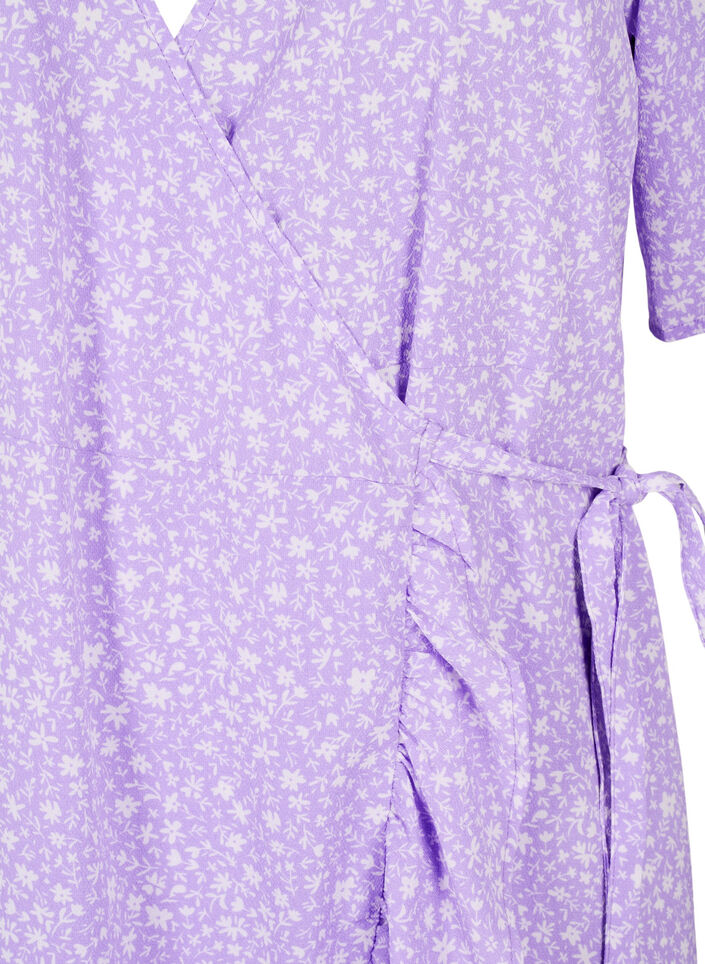 Robe cache-cœur imprimée à manches courtes, Violet, Packshot image number 2