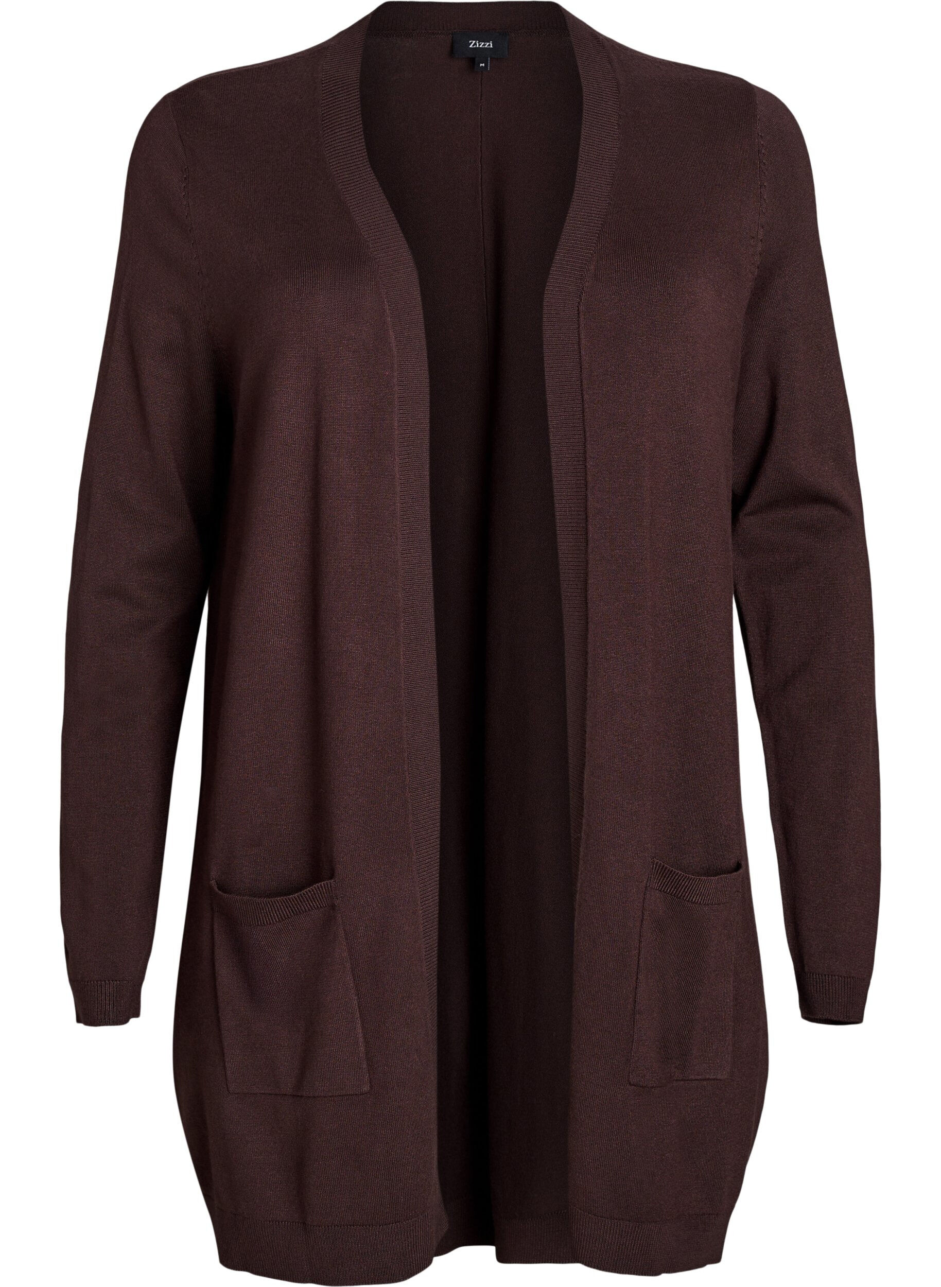 Long cardigan tricot&eacute; en m&eacute;lange de viscose