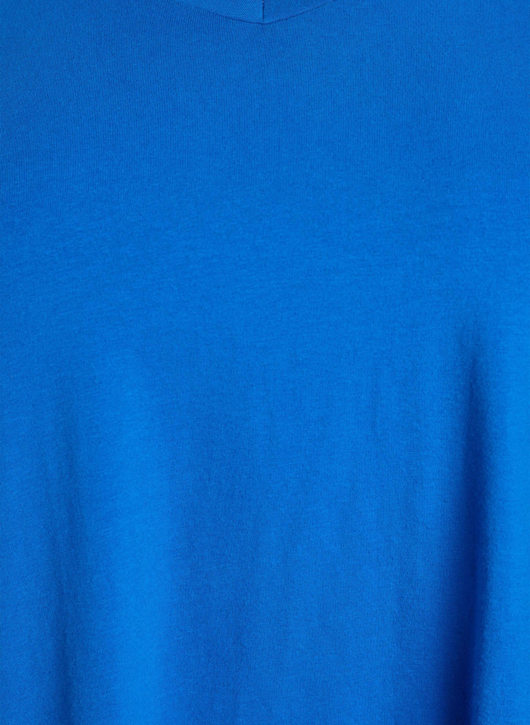 Zizzi T-shirt basic uni en coton, Bleu, Packshot image number 2