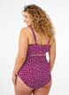 Haut de bikini &agrave; fleurs et &agrave; d&eacute;tails de jabot, Bordeaux, Model image number 1