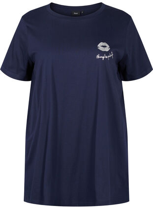 T-shirt de nuit surdimensionné en coton bio, Night Sky Lips, Packshot image number 0