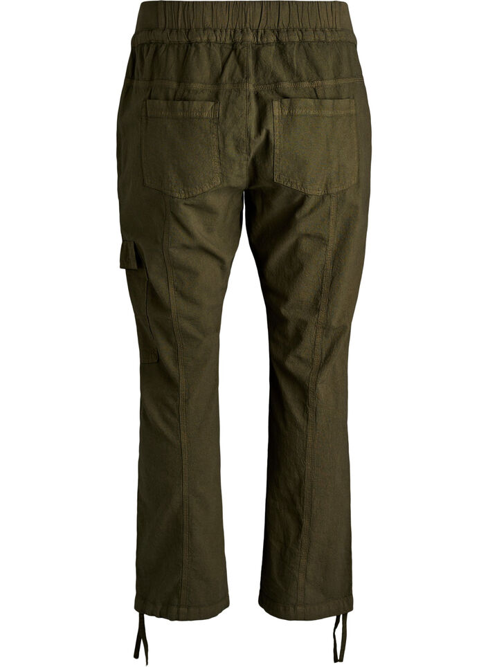 Pantalon cargo ample en coton, Vert fonc&eacute;, Packshot image number 1