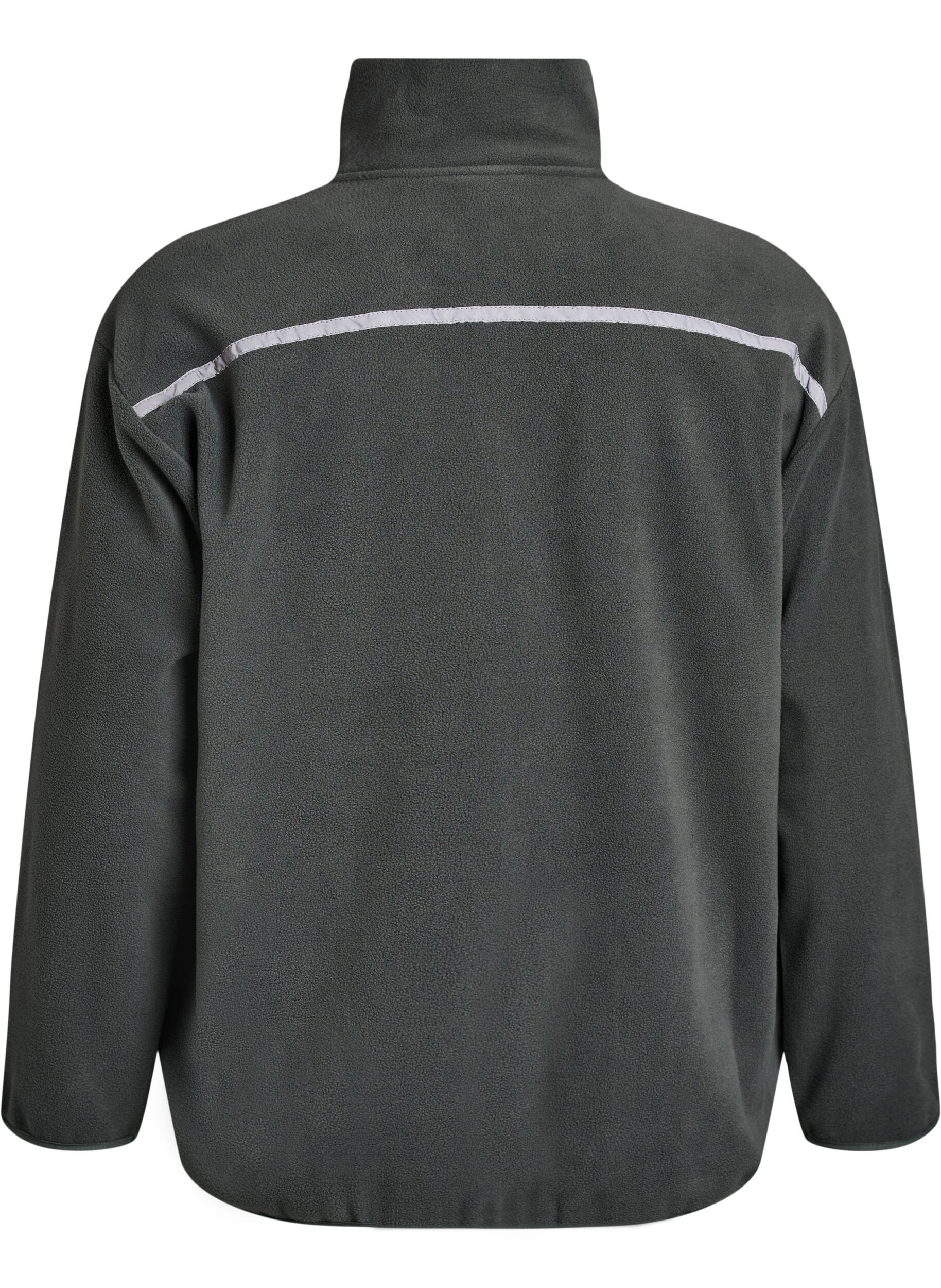 Zizzi Veste polaire zipp&eacute;e avec bandes r&eacute;fl&eacute;chissantes, Vert fonc&eacute;, Packshot image number 1