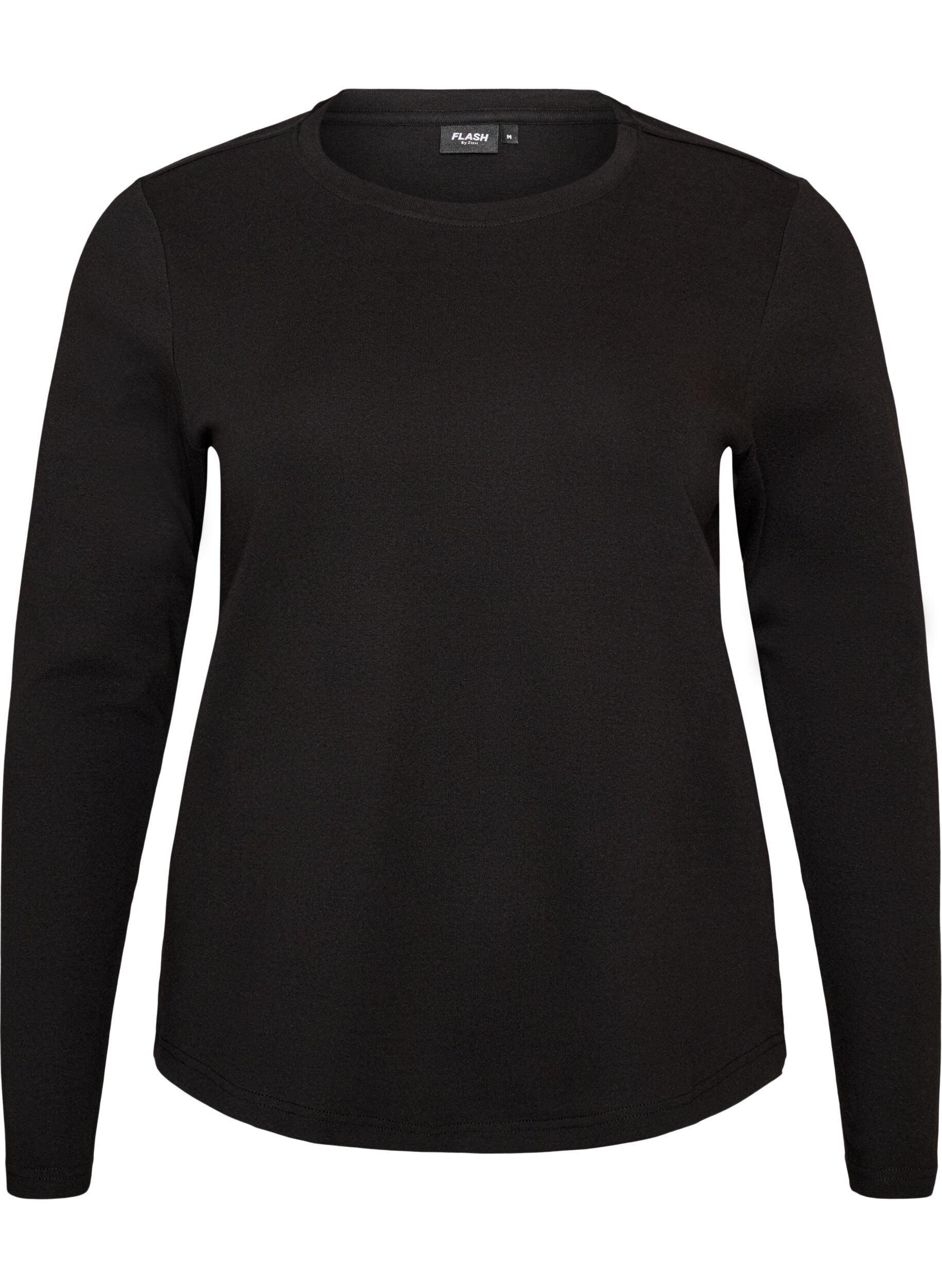 ZizziT-shirt basique &agrave; manches longues et col rond, Noir, Packshot image number 0