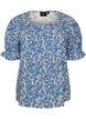 Blouse en coton avec encolure carr&eacute;e, Bleu, Packshot image number 0
