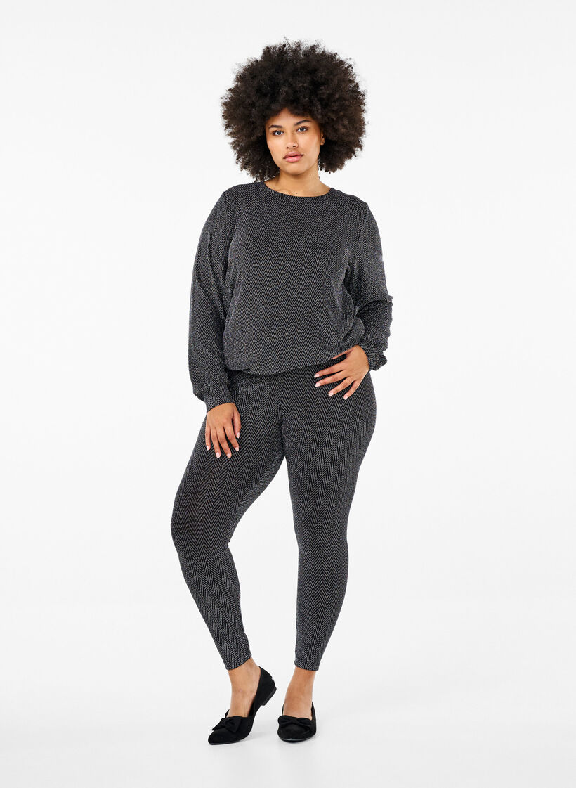 Chemisier avec motif scintillant, Silver ZigZagShimmer, Model image number 2