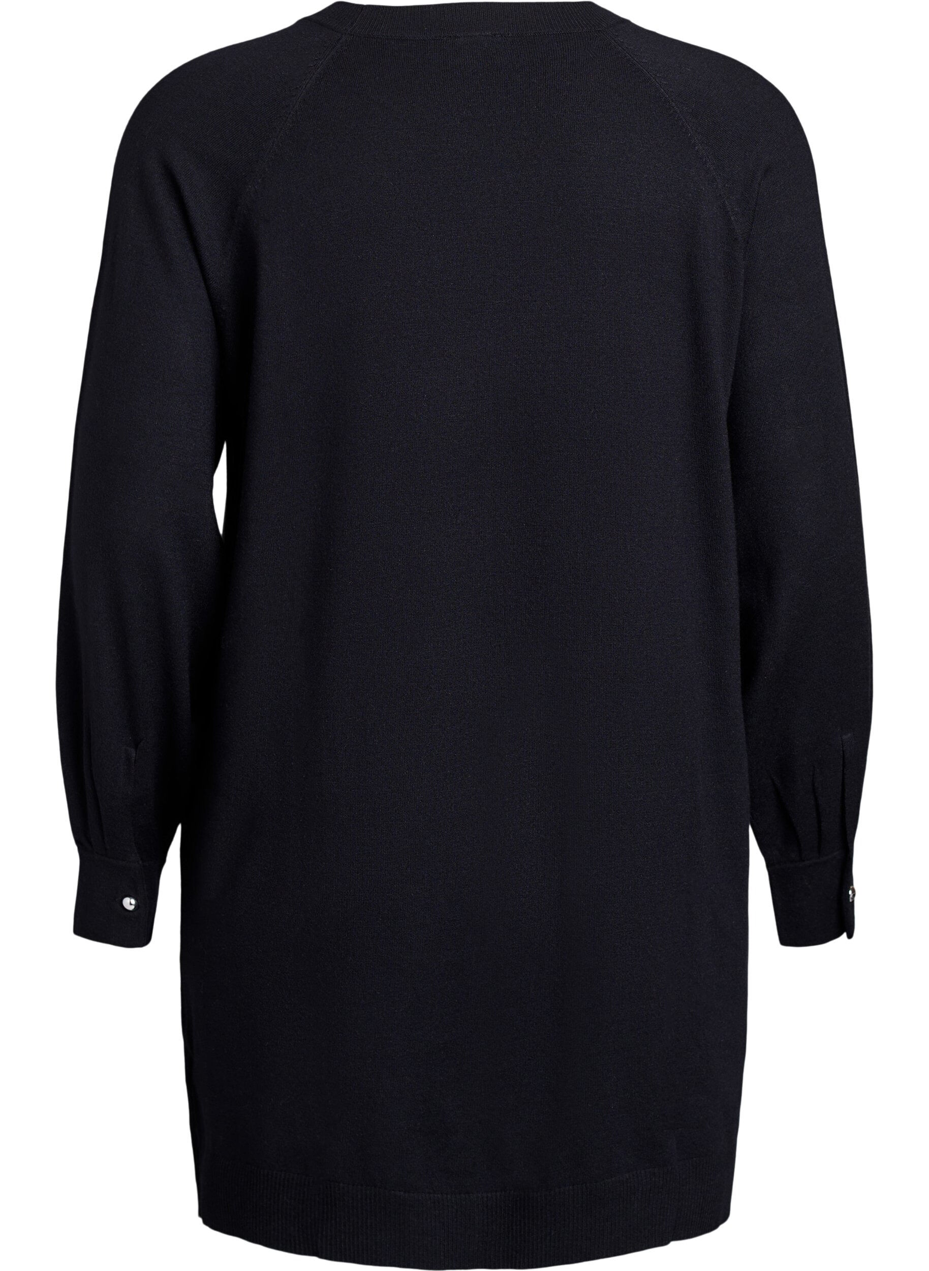 Zizzi Robe courte en maille avec manches raglan, Noir, Packshot image number 1
