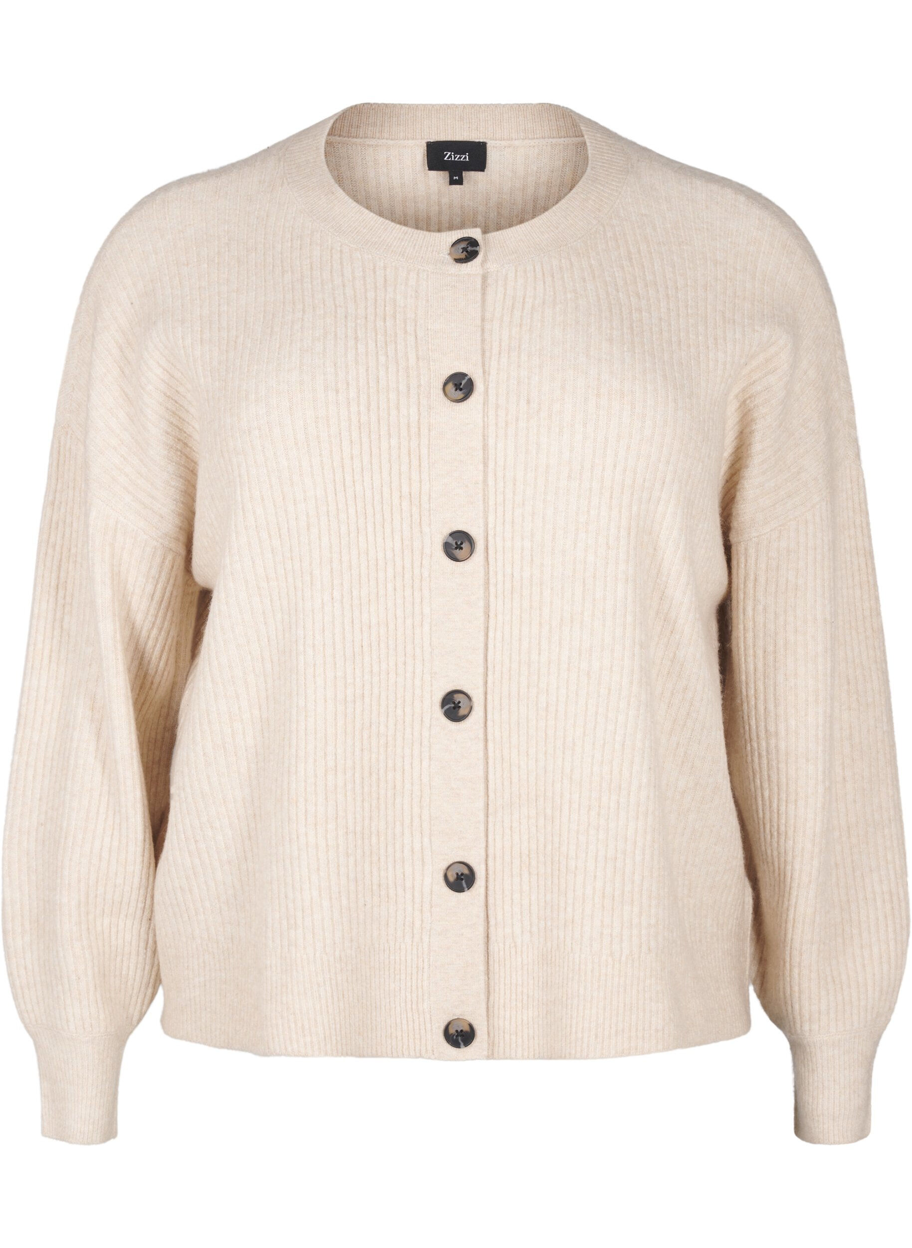 Zizzi Cardigan en tricot c&ocirc;tel&eacute; avec boutons, Beige, Packshot image number 0