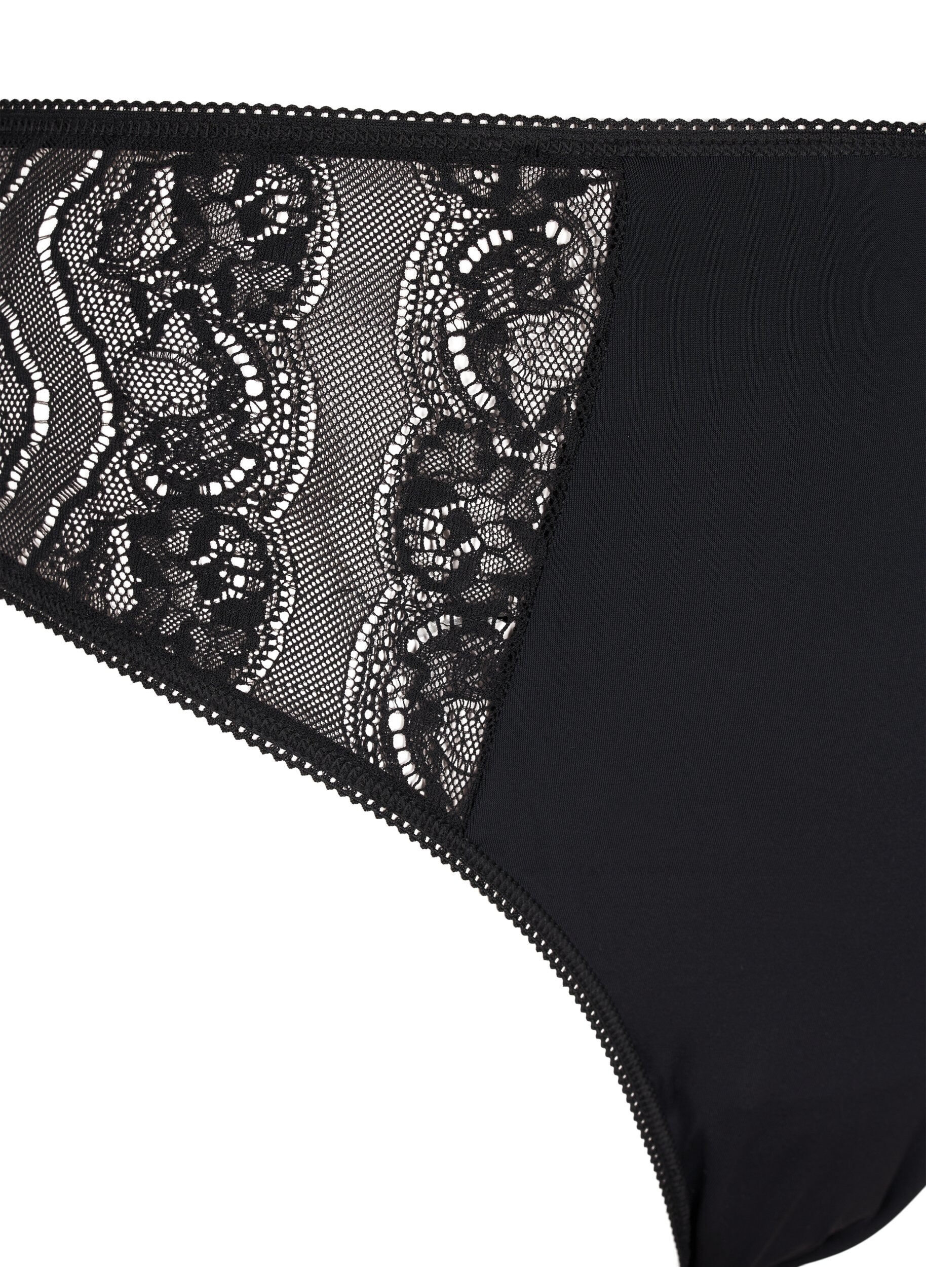 Zizzi Culotte br&eacute;silienne en dentelle microfibre, Black, Packshot image number 2