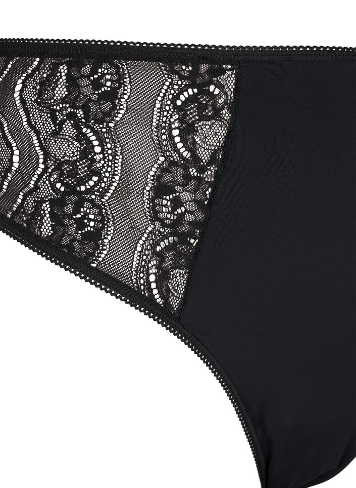 Culotte brésilienne en dentelle microfibre, Black, Packshot image number 2
